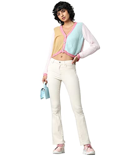 Only Onlblush Life Mid Flared Bb Dot019, Jeans Donna, Natur, 32W / 32L
