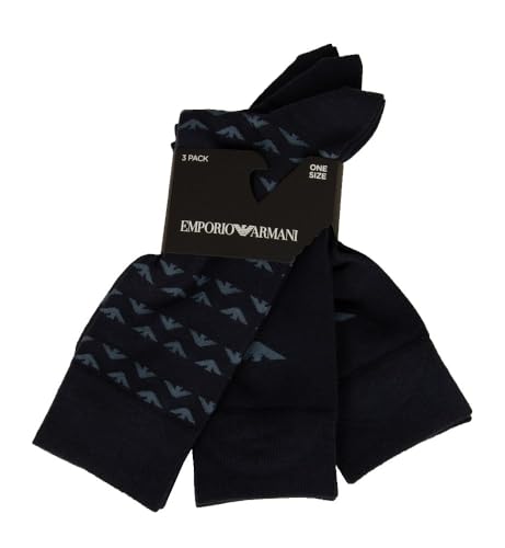 Emporio Armani Calze Uomo 3 Paia Di Calze Corte Calzini Cotone Articolo 302402 4F292, 70435 Marine/Marine/Marine, 39