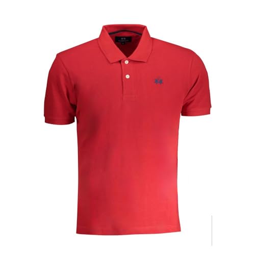 Maglieria Uomo Polo La Martina Rosso Polo Uomo In Cotone Rosso Con Ricamo Logo A Contrasto