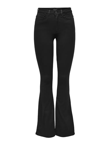 Only Onlroyal High Sweet Flared 600 Jeans, Nero, 25W / 32L Donna