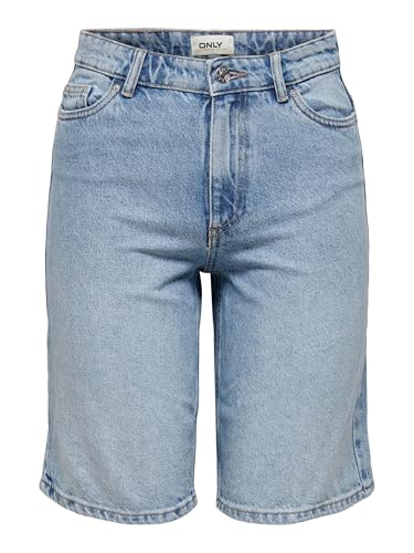 Only Shorts In Denim Da Donna Con Cinque Tasche E Zip, Colore:Azzurro, Taglia:M