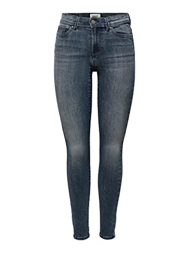 Only Onlwauw Life Mid Sk Dnm Bj777 Noos, Jeans Donna, Blue Black Denim/Detail:Bj777, S / 32L