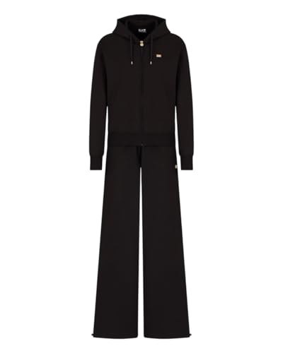 Emporio Armani Ea7 Tuta Core Lady In Cotone Leggero Stretch Da Donna, 7W000086 (It, Testo, M, Regular, Regular, Nero)