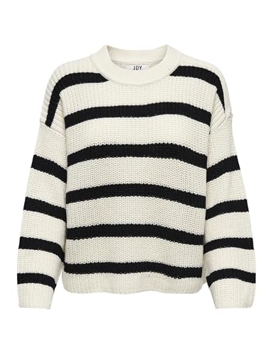 Jdy Jdyjusty L/S Stripe Pullover Knt Noos, Pullover Donna, Eggnog Stripes Black, M