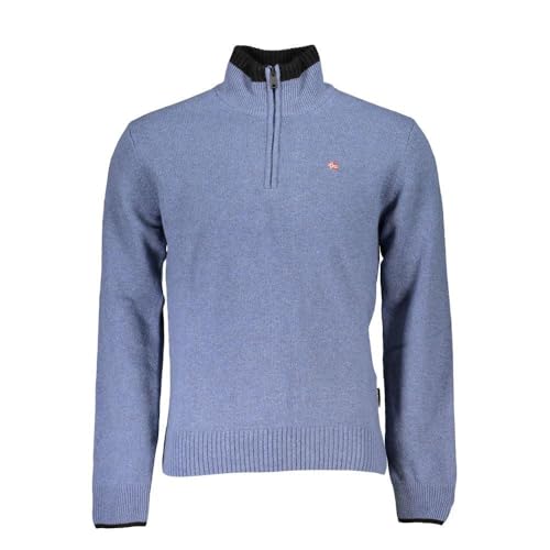 Napapijri Maglione Uomo Mezza Zip Con Collo Alto, Pullover Uomo Firmato (M, Azzurro)