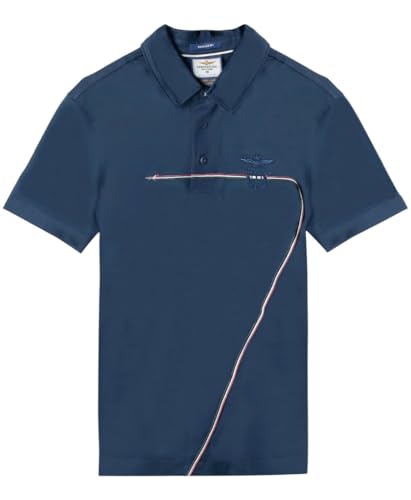 Aeronautica Militare Polo Uomo Po1862 In Jersey Con Scie Tricolori (It, Testo, S, Regular, Regular, Blu Navy)
