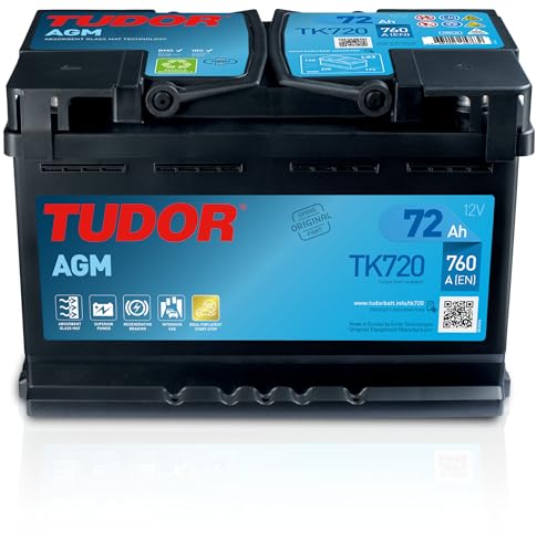 Batería De Coche, Tudor, Tk720, 72Ah, 760A, Agm, Para Vehiculos Con Sistema Start-Stop