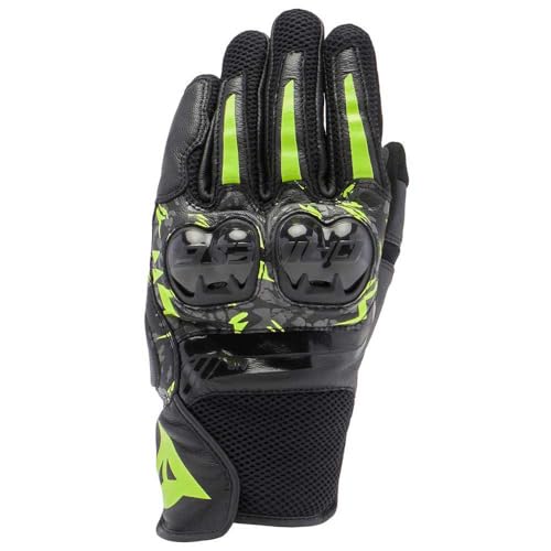Dainese - Mig 3 Unisex Gloves, Guanti Moto In Pelle, Protezioni Sulle Nocche, Compatibilità Touchscreen, Unisex, Nero/Antracite/Giallo Fluo, S