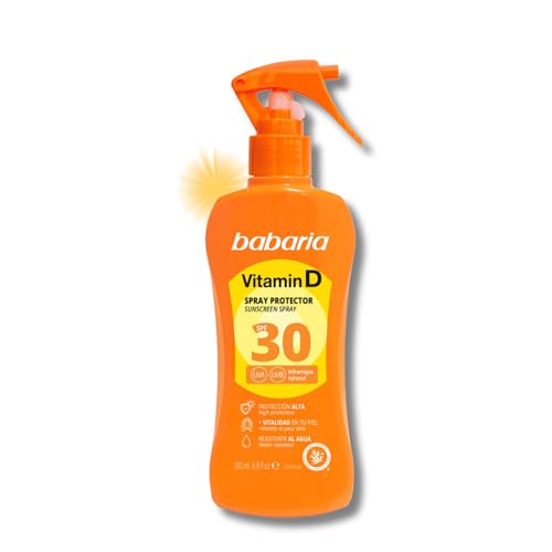 Babaria - Spray Solare Vitamina D Spf30 | Crema Solare 30 Corpo 200Ml | Bloccante Solare Con Vitamina D | Protezione Solare Pistola | Protezione Solar