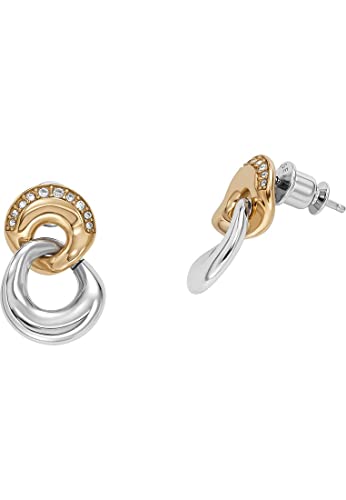 Skagen Orecchini Da Donna In Acciaio Inossidabile O Semi-Preziosi Con Chiusura A Scatto Sul Retro, Tono D'Oro E D'Argento