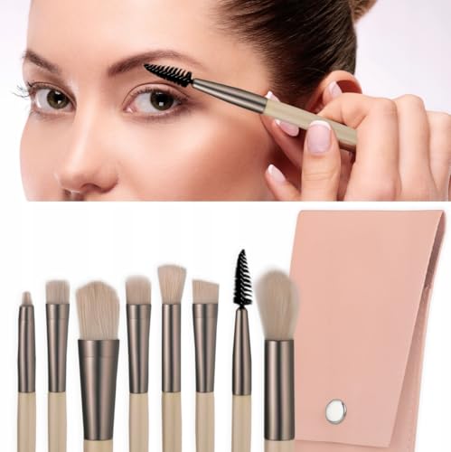 Profico Set Di Pennelli Da Trucco Professionali Con Custodia, 8 Pezzi – Pennelli Sintetici Per Cipria, Pennello Per Ombretto, Correttore, Pennello Per