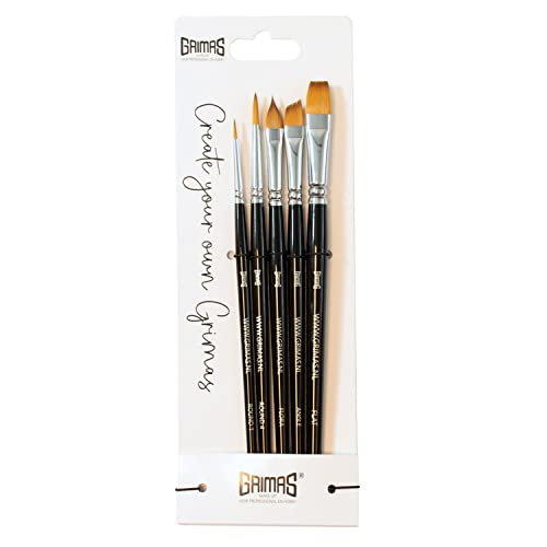Grimas Face Paint Brush Set Di Pennelli Professionali Per Il Trucco Con 5 Pennelli Sintetici, Ideali Per La Pittura Del Viso, Trucco Per Bambini E Mol
