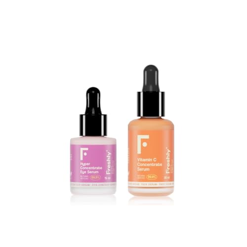 Freshly Cosmetics Pack Con Siero Viso Vitamin C E Siero Per Contorno Occhi Hyper Concentrate Vitamin C Concentrate Treatment, 30Ml 15Ml