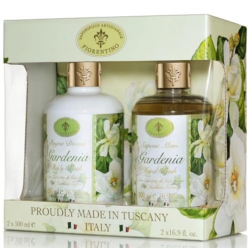 Saponificio Artigianale Fiorentino Cofanetto Gardenia Con Sapone Mani 500 Ml + Bagnodoccia 500 Ml