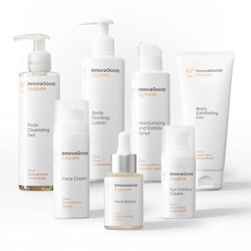 Innovagoods® Set Di Routine Viso E Corpo Con Riso, Set Per La Cura Della Pelle Con Ingredienti Naturali, Confezione Da 7 Pezzi, Ideale Per Idratare E