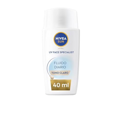 Nivea Sun Fluido Diario Con Colore Fps 50+40 Ml, Crema Solare Viso Con Acido Ialuronico, Licocalcón A E Niacinamide, Crema Solare Viso Ultra Leggera, 