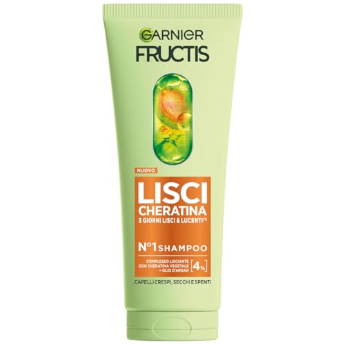 Garnier Fructis Shampoo, Per Capelli Lisci E Lucenti A Lungo, Effetto Anti-Crespo, Trattamento Lisciante Alla Cheratina Vegetale E Olio Di Argan, Lisc