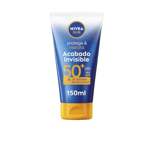 Nivea Sun Protect & Idrata Finiture Invisibili Spf 50+ (150 Ml), Lozione Solare Dalla Texture Leggera, Crema Idratante Con Acido Ialuronico, Crema Pro