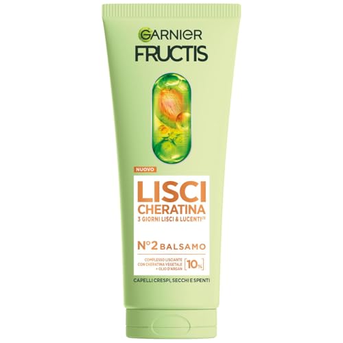 Garnier Fructis Balsamo, Per Capelli Lisci E Lucenti A Lungo, Effetto Anti-Crespo, Trattamento Lisciante Alla Cheratina Vegetale E Olio Di Argan, Lisc
