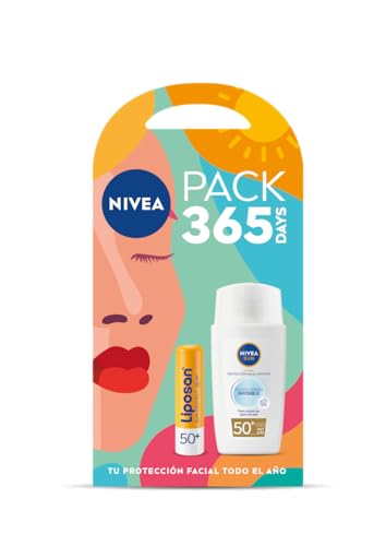 Nivea Sun Pack 365 Giorni Protezione Solare Viso, Nivea Sun Fluido Diario Invisibile Protezione Solare Viso Fps 50+ (1 X 40 Ml) + Liposan Sun Protect