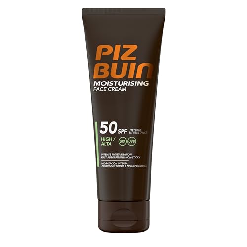 Piz Buin® Crema Viso Idratante Spf50, Idratazione Intensa, Protezione Avanzata Uva/Uvb, Protezione Istantanea Ed Efficace