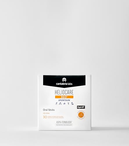 Cantabria Labs - Heliocare 360° Sport Sun Oral Sticks - 30 Buste - Protezione Solare Orale - Con Vitamine E Minerali - Ideale Per Gli Sportivi