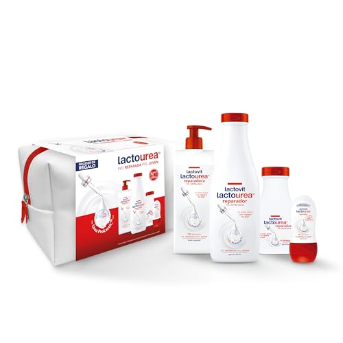 Lactovit - Set Regalo Lactourea | Beauty Case Con Latte Corpo Riparatore, Gel Doccia Riparatore E Deodorante Riparatore Con Urea E 0% Alcol | Adatto P