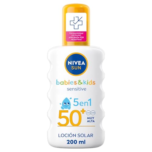 Nivea Sun Babies & Kids Sensitive Spray Solare Fp50+ (1 X 200 Ml), Crema Solare Per Bambini, Protezione Solare Molto Alta, Crema Solare Per Bambini Pe