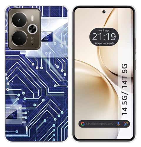 Tumundosmartphone Custodia In Silicone Per Realme 14 5G/14T 5G Design Circuito Disegni
