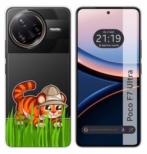 Tumundosmartphone Custodia In Silicone Trasparente Per Xiaomi Poco F7 Ultra 5G Design Tigre Disegni