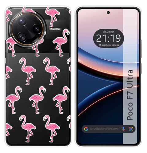 Tumundosmartphone Custodia In Silicone Trasparente Per Xiaomi Poco F7 Ultra 5G Design Fenicottero Disegni