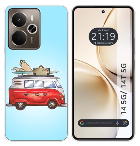 Tumundosmartphone Custodia In Silicone Per Realme 14 5G/14T 5G, Motivo: Furgone
