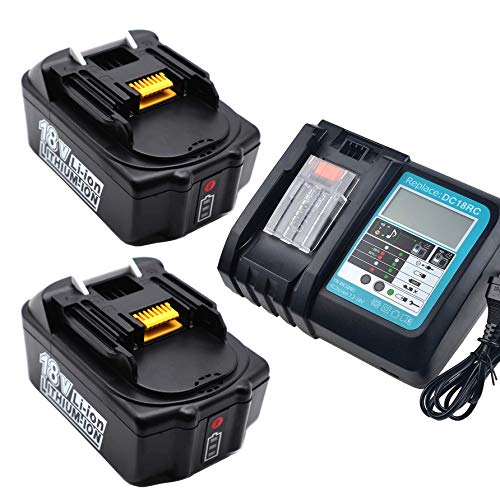 Fengbp® 2 X 18 V 5,0 Ah Bl1850 Batteria Di Ricambio Con Caricatore 3A Per Makita Batteria Dhr171Z Dtm51Z Dtd152Z Td110Dz Dtd146Z Dlm431Z Dub184 Dga404