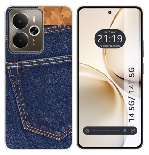 Tumundosmartphone Custodia In Silicone Per Realme 14 5G/14T 5G, Motivo Jeans