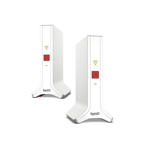 Fritz! Mesh Wi-Fi Set 4200, Confezione Da 2 Fritz! Repeater 3000Ax, Soluzione Mesh Fino A 4 Stanze, Wifi 6 Triband Fino A 4.200 Mbps, 2 Lan Gigabit, I