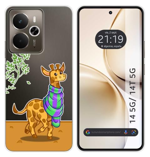Tumundosmartphone Custodia In Silicone Trasparente Per Realme 14 5G/14T 5G Motivo Giraffa Disegni