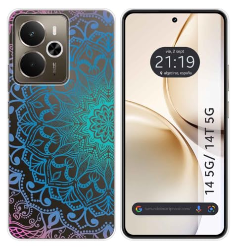 Tumundosmartphone Custodia In Silicone Trasparente Per Realme 14 5G/14T 5G Motivo Mandala Disegni