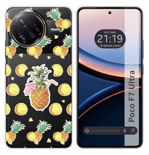 Tumundosmartphone Custodia In Silicone Trasparente Per Xiaomi Poco F7 Ultra 5G Design Ananas Disegni