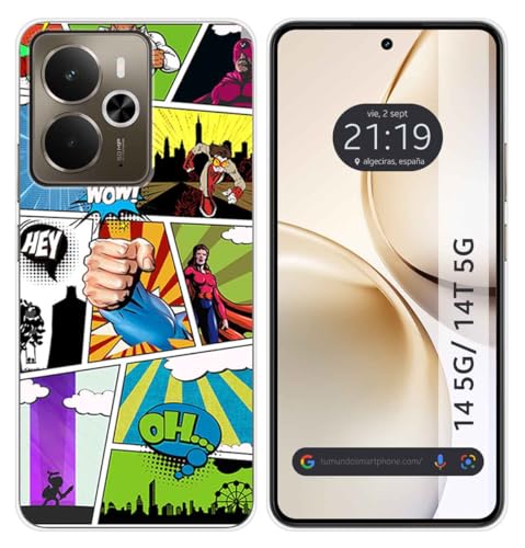 Tumundosmartphone Custodia In Silicone Per Realme 14 5G/14T 5G, Motivo: Fumetti