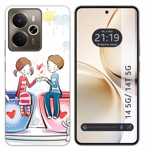 Tumundosmartphone Custodia In Silicone Per Realme 14 5G/14T 5G Motivo Caffè Disegni