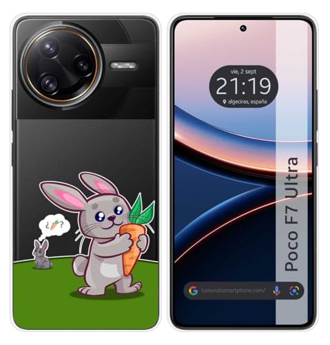 Tumundosmartphone Custodia In Silicone Trasparente Per Xiaomi Poco F7 Ultra 5G Design Coniglio Disegni