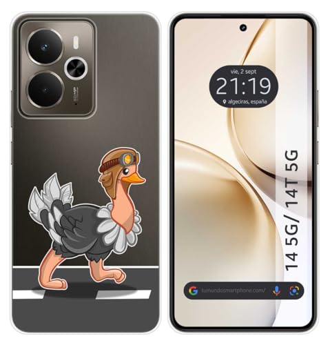 Tumundosmartphone Custodia In Silicone Trasparente Per Realme 14 5G/14T 5G, Motivo Struzzo