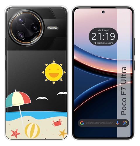 Tumundosmartphone Custodia In Silicone Trasparente Per Xiaomi Poco F7 Ultra 5G Design Spiaggia Disegni