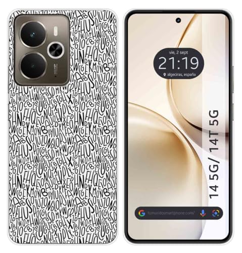 Tumundosmartphone Custodia In Silicone Per Realme 14 5G/14T 5G, Motivo: Lettere