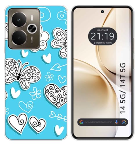 Tumundosmartphone Custodia In Silicone Per Realme 14 5G/14T 5G Motivo Farfalle Disegni