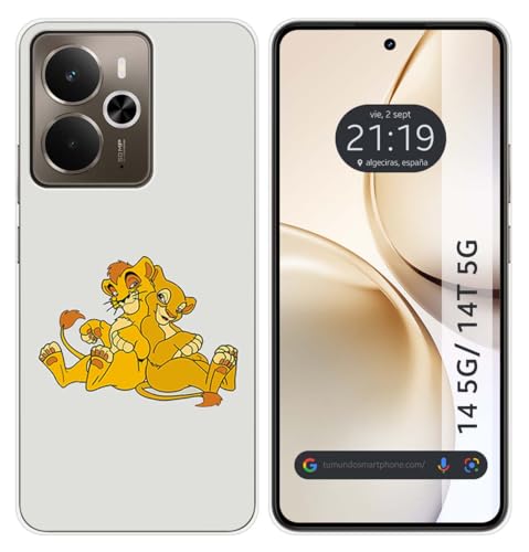 Tumundosmartphone Custodia In Silicone Per Realme 14 5G/14T 5G, Motivo Leoni Disegni