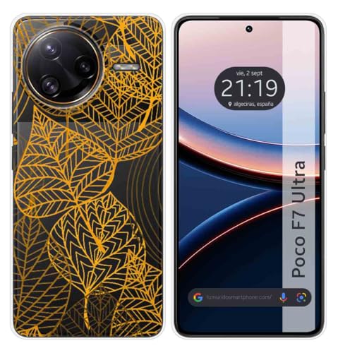 Tumundosmartphone Custodia In Silicone Trasparente Per Xiaomi Poco F7 Ultra 5G Design Foglie Disegni