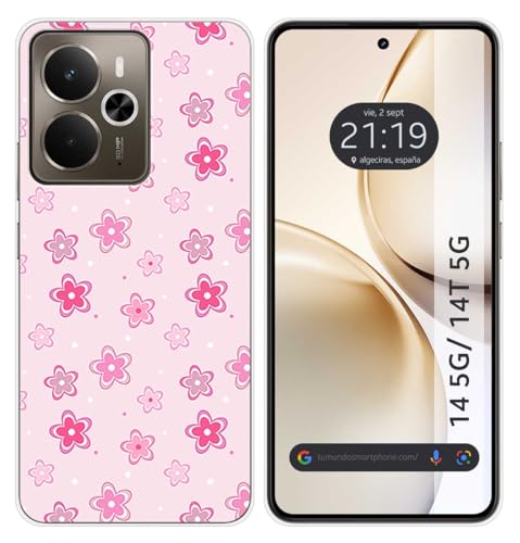 Tumundosmartphone Custodia In Silicone Per Realme 14 5G/14T 5G Motivo Fiori Disegni