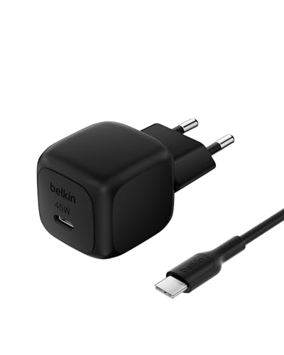 Belkin Caricatore Da Parete Compatto Da 45 W Con Cavo Da Usb-C A Usb-C, Ricarica Rapida Per Apple Iphone 16, 15, 14, Plus, Pro, Pro Max, Galaxy S25 Se
