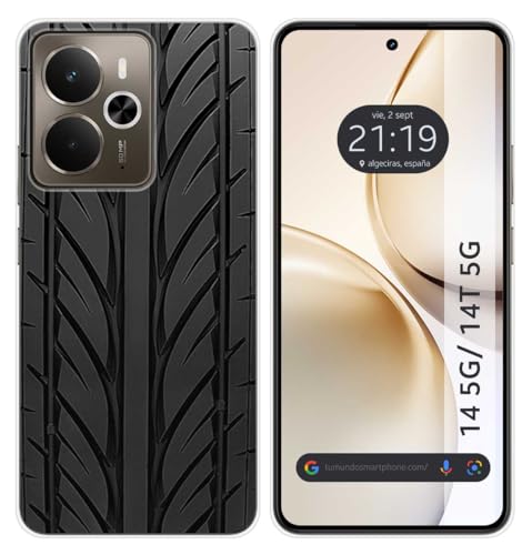 Tumundosmartphone Custodia In Silicone Per Realme 14 5G/14T 5G Design Pneumatico Disegni